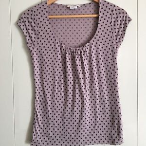 Boden gathered tee purple dot size 2